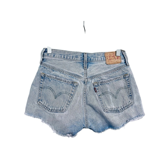Levi Strauss 501 Distressed Denim Jeans Shorts Size 27" Blue Boho Western Casual - Picture 5 of 6